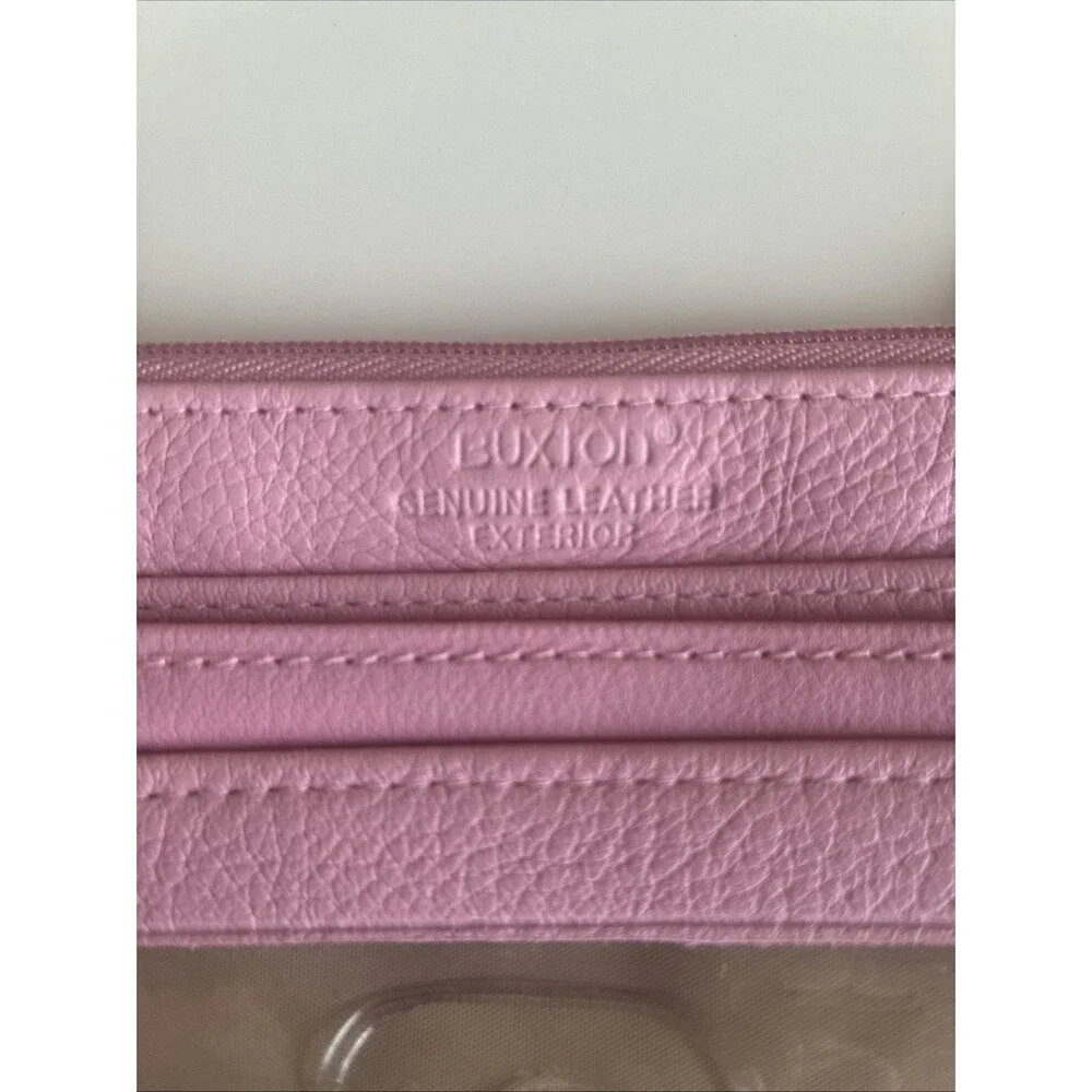 Buxton Pink Leather ID Coin Purse Card Holder Wallet Mini Key Holder